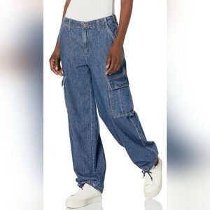 Levis 94 Baggy‎ cotton cinch Jeans Womens Blue Denim Cargo Pockets Size 23